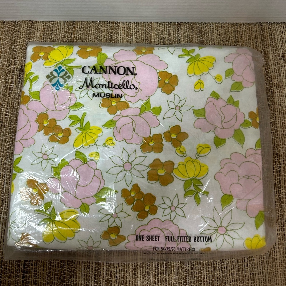 Cannon Monticello VintageMuslin Melodie Full Sheet Set. 1970’s New. Shabby Chic.